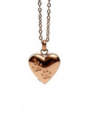 Personalized Rose Gold Heart Paw Print Urn Necklace