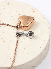 Personalized Rose Gold Heart Paw Print Urn Necklace