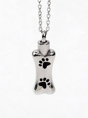 Dog Bone Urn Necklace with Paw Print