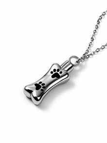 Dog Bone Urn Necklace with Paw Print
