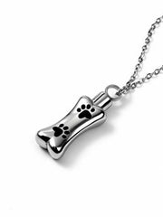 Dog Bone Urn Necklace with Paw Print