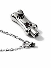 Dog Bone Urn Necklace with Paw Print