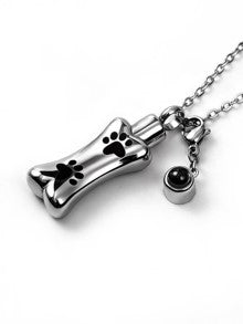Dog Bone Urn Necklace with Paw Print
