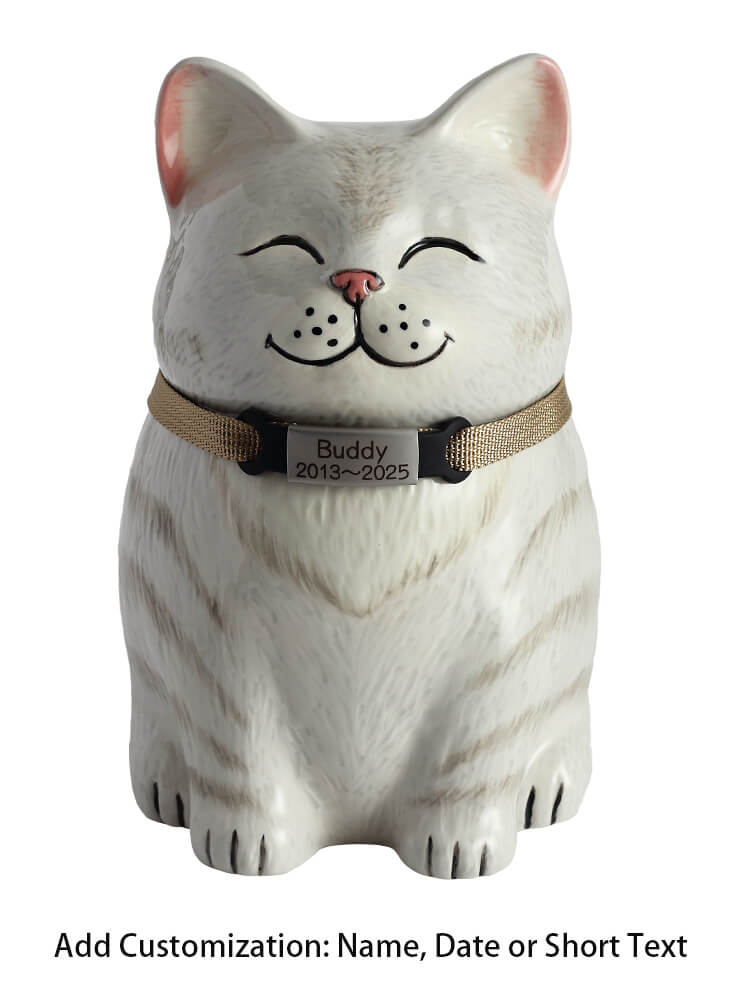 American Shorthair Cat Pet Urn|  Ceramic Cat Urn Memorial |Handmade