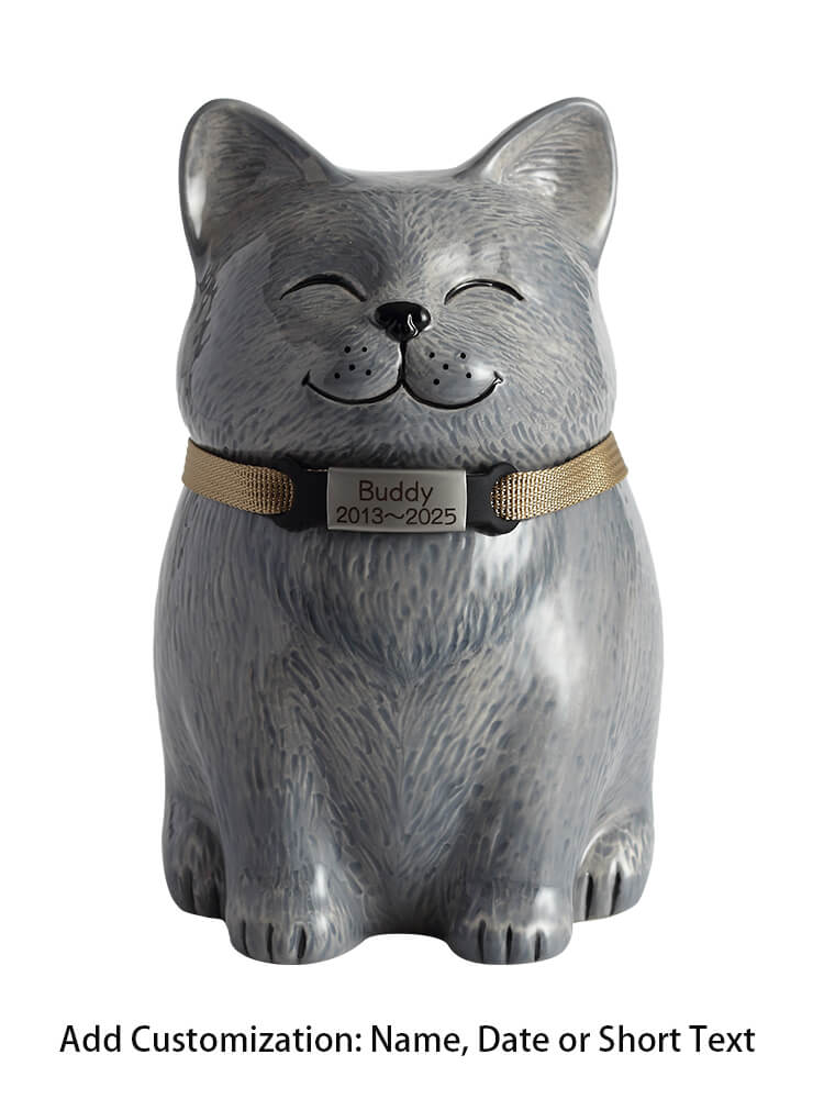 Russian Blue Cat Pet Urn | Ceramic Cat Urn Memorial | Handmade