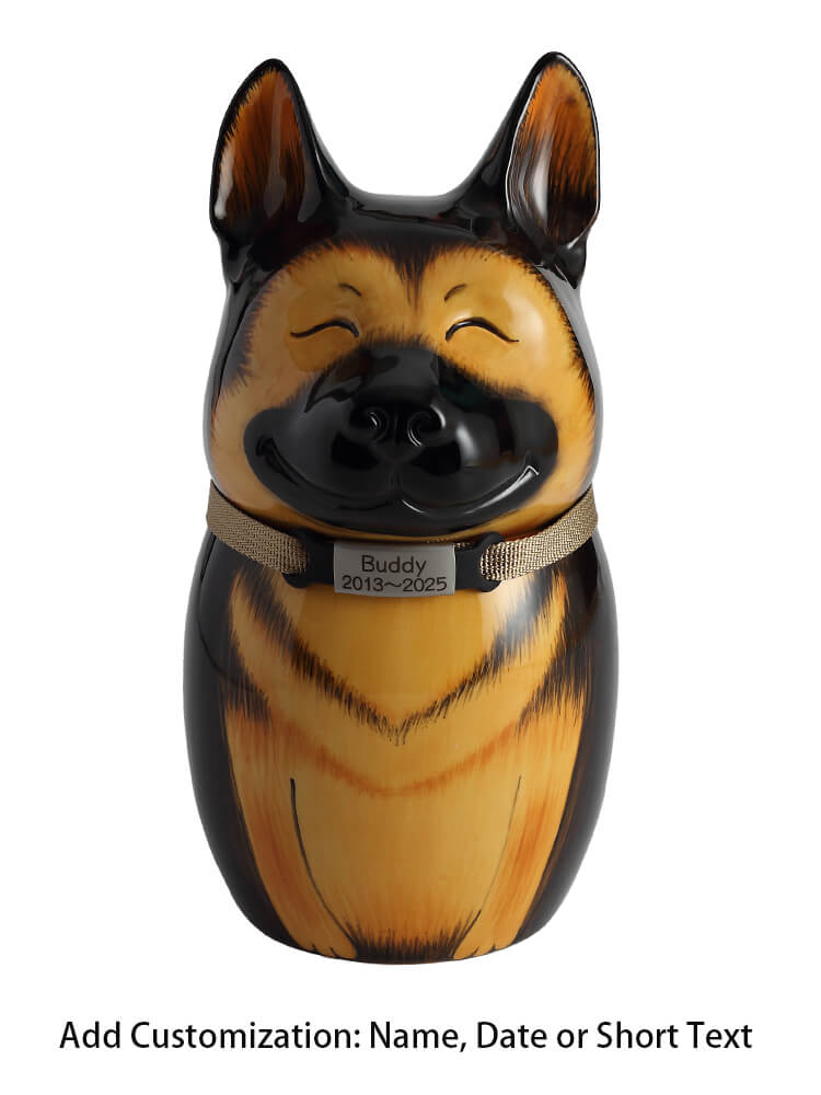 German Shepherd Dog Pet Urn | Ceramic Dog Urn Memorial | Handmade