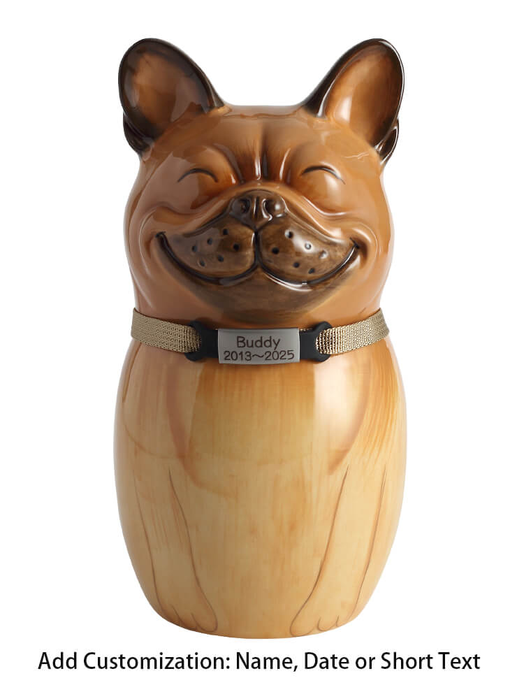 French Bulldog Pet Urn | Ceramic Dog Urn Memorial | Handmade