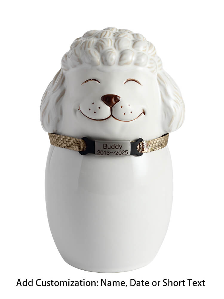 Poodle Pet Urn | Ceramic Dog Urn Memorial | Handmade