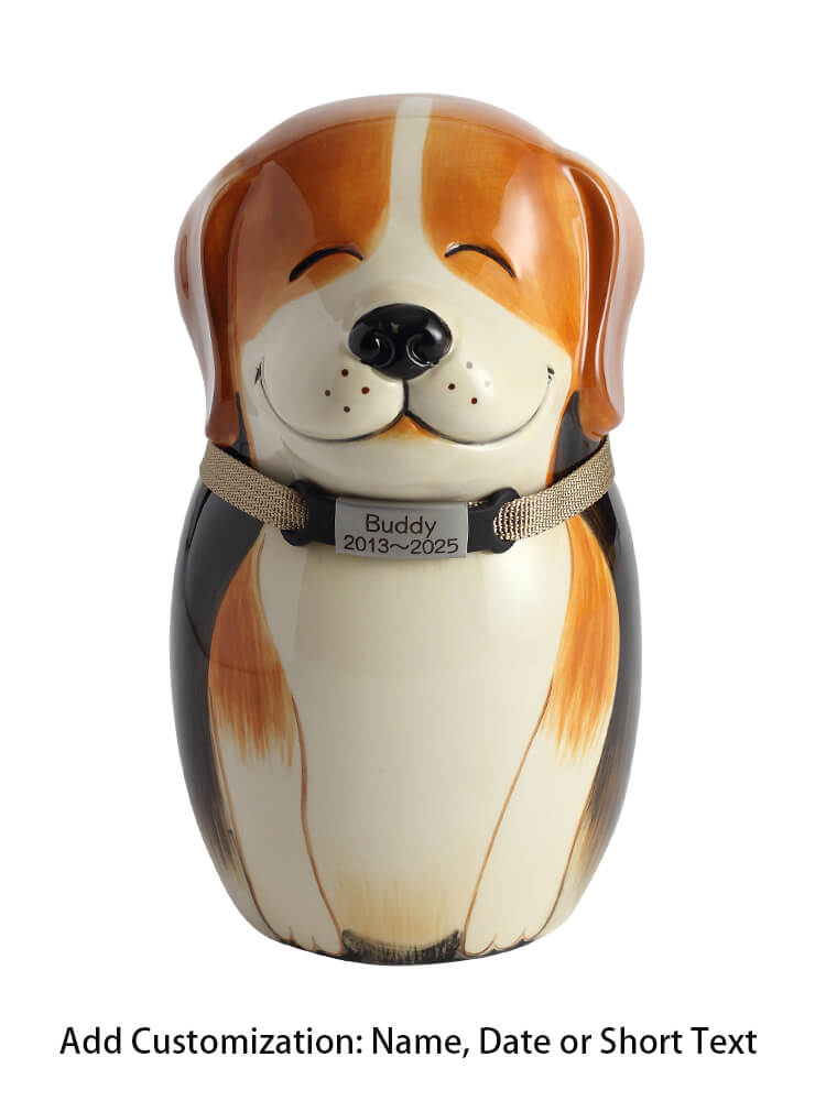 Beagle Pet Urn | Ceramic Dog Urn Memorial | Handmade