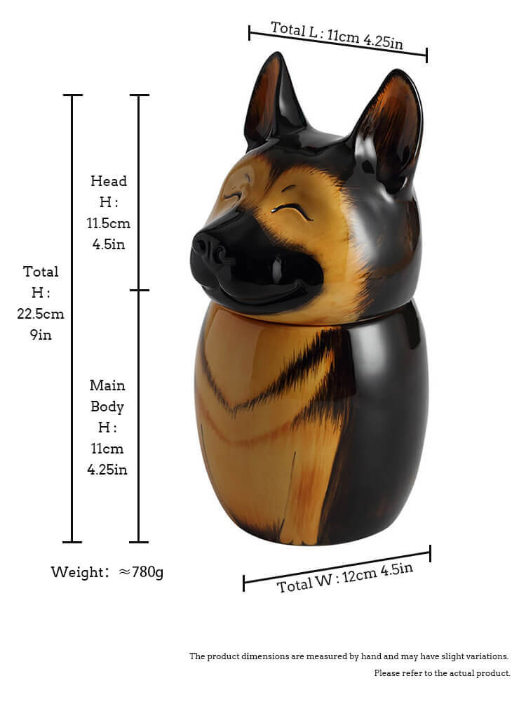 German Shepherd Dog Pet Urn | Ceramic Dog Urn Memorial | Handmade