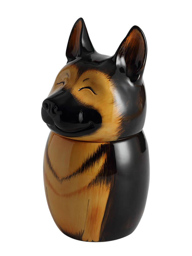 German Shepherd Dog Pet Urn | Ceramic Dog Urn Memorial | Handmade