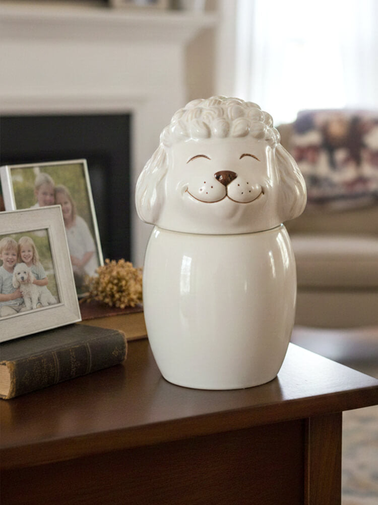 Poodle Pet Urn | Ceramic Dog Urn Memorial | Handmade