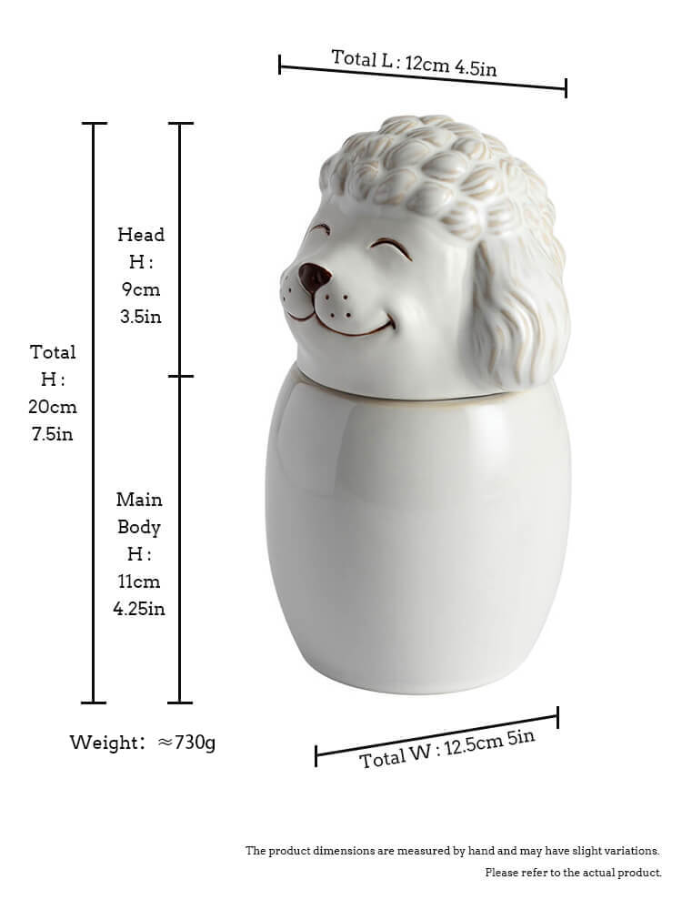 Poodle Pet Urn | Ceramic Dog Urn Memorial | Handmade