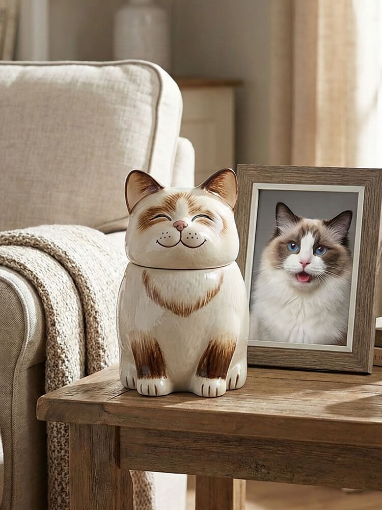 Ragdoll Cat Pet Urn|  Ceramic Cat Urn Memorial |Handmade