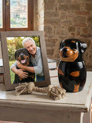 Rottweiler Pet Urn | Ceramic Dog Urn Memorial | Handmade