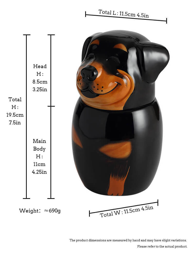 Rottweiler Pet Urn | Ceramic Dog Urn Memorial | Handmade