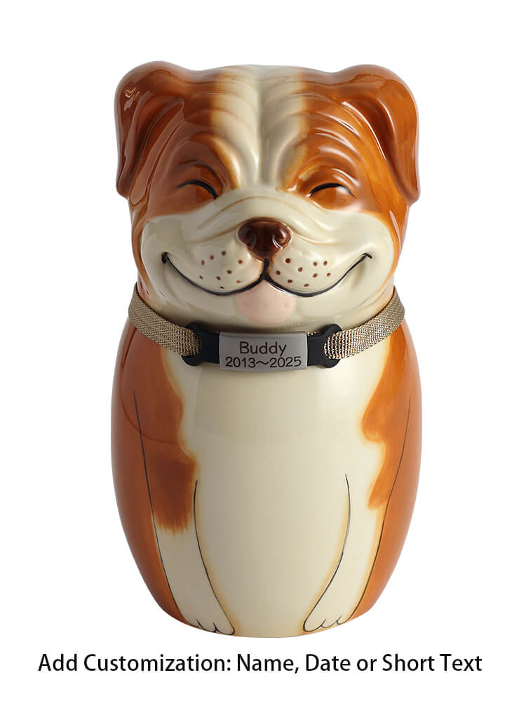 Shar Pei Dog Pet Urn | Ceramic Dog Urn Memorial | Handmade