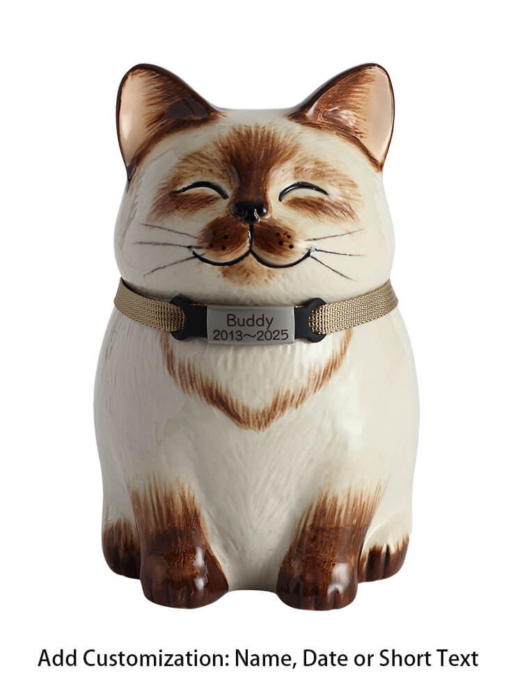 Siamese Cat Pet Urn | Ceramic Cat Urn Memorial | Handmade