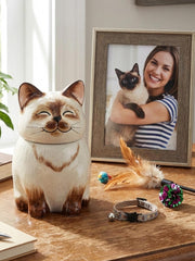 Siamese Cat Pet Urn | Ceramic Cat Urn Memorial | Handmade
